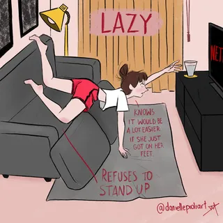 Comic strip depicting a lazy character
