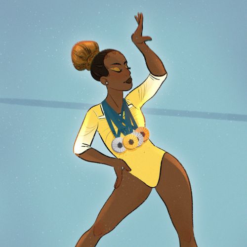 Illustration showing Rebeca Andrade in Black cultural style