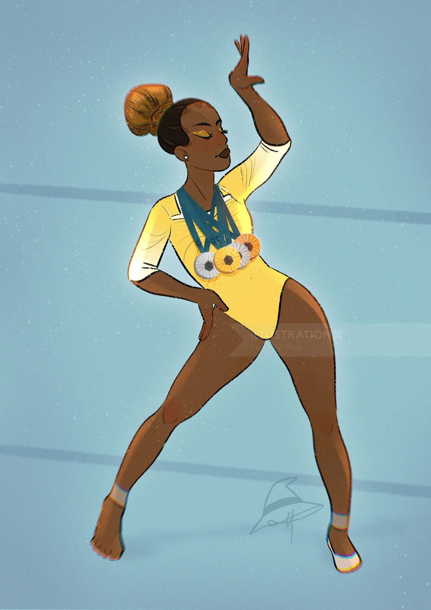 Illustration showing Rebeca Andrade in Black cultural style