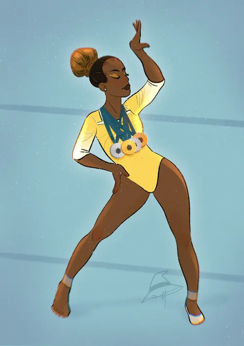 Illustration showing Rebeca Andrade in Black cultural style