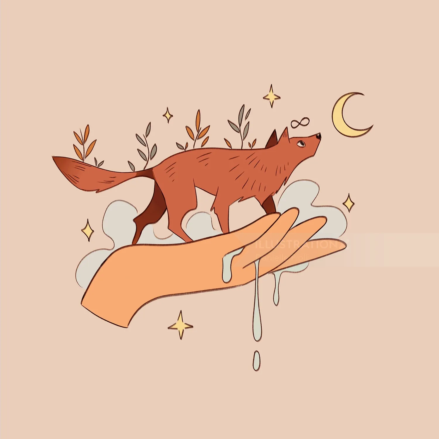 Enchanting artwork featuring a coyote