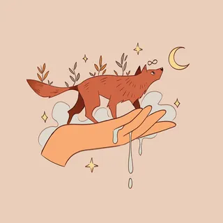 Enchanting artwork featuring a coyote