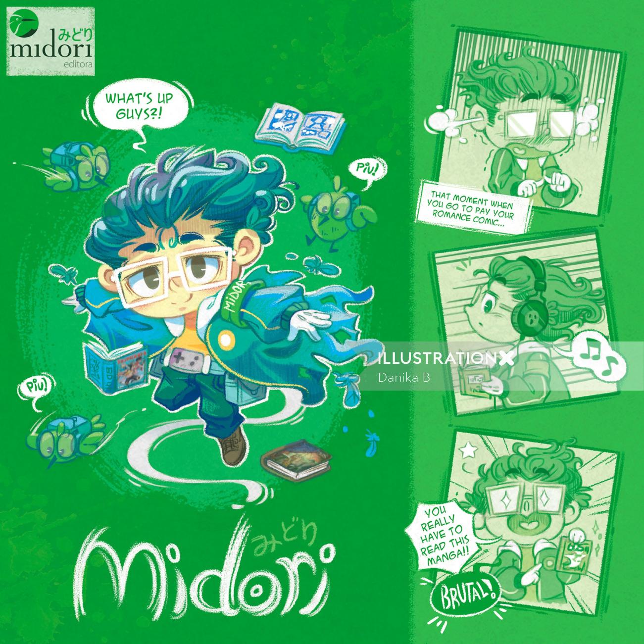 verde; mascote; Design de personagem; japonês; manga; conceito de arte; criação de personagem