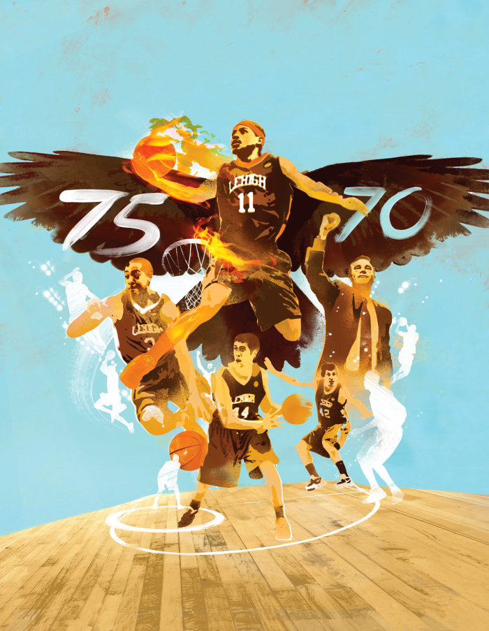 Editorial illustration for 2017 lehigh basketball team's year book