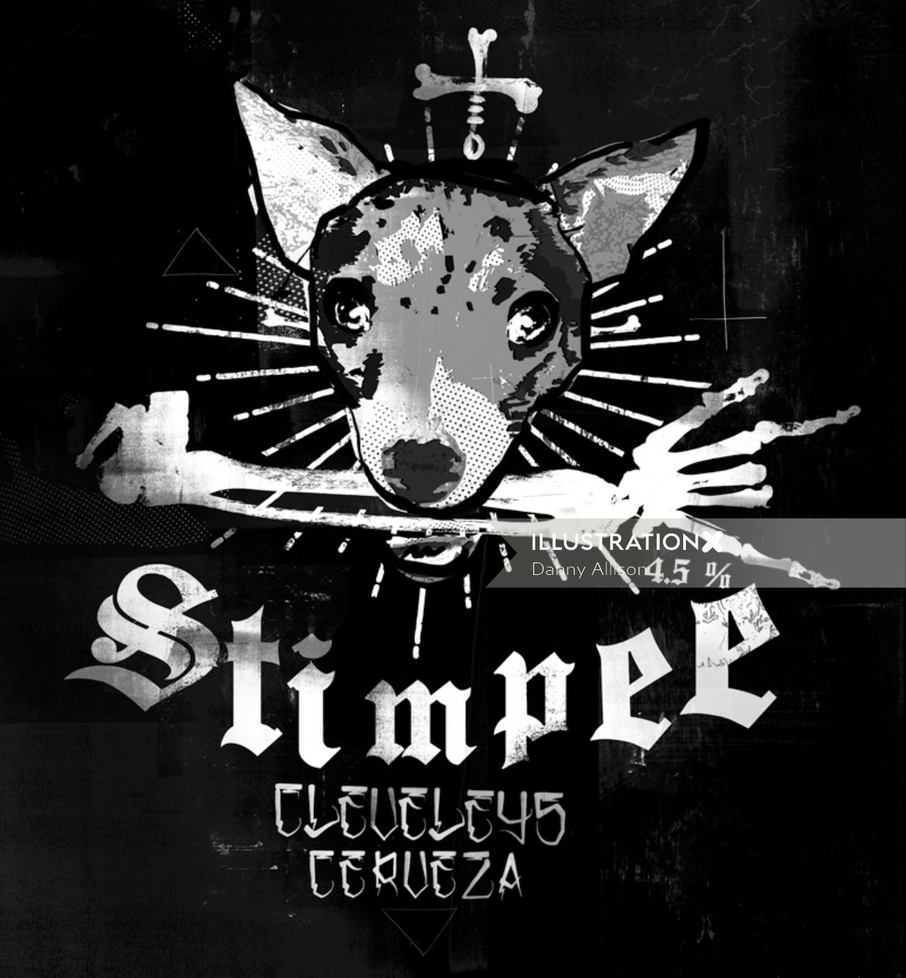 Advertising of Stimpee Mexican Beer Label
