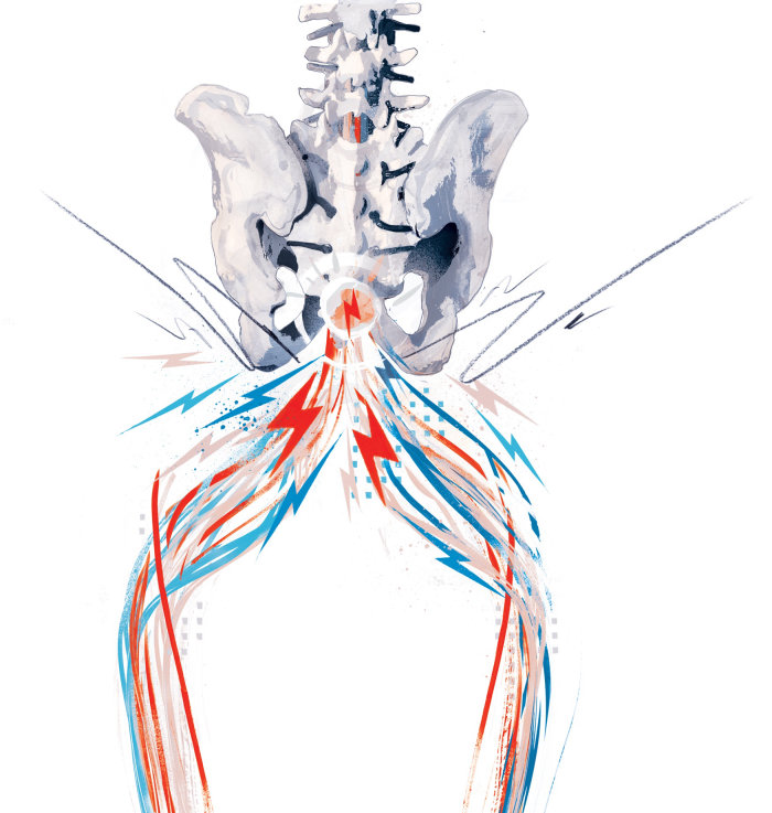 coluna vertebral médica coluna vertebral volta ilustração. impulsos elétricos enviando sinais do cérebro