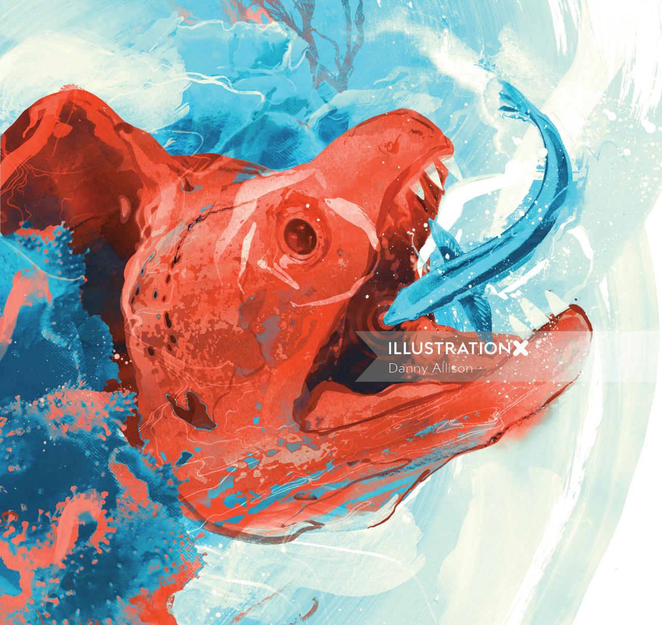 魚の共生関係に関するダニー・アリソンの本からのイラスト