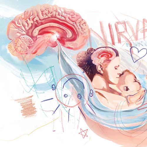 Self initiated medical illustration about mother and baby girl