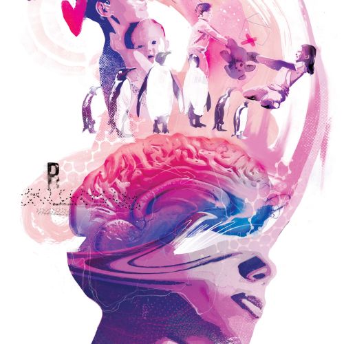 Surreal brain and human figures artwork by Danny Allison