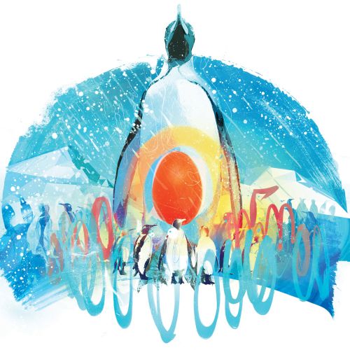 Abstract penguin with colorful rings by Danny Allison