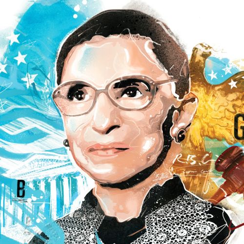 Illustration of Ruth Bader Ginsburg as a portrait