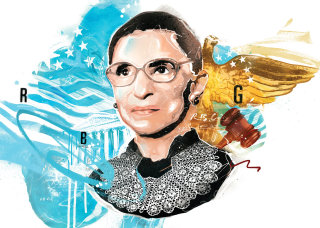 Illustration of Ruth Bader Ginsburg as a portrait