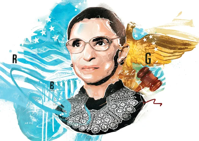 Illustration of Ruth Bader Ginsburg as a portrait