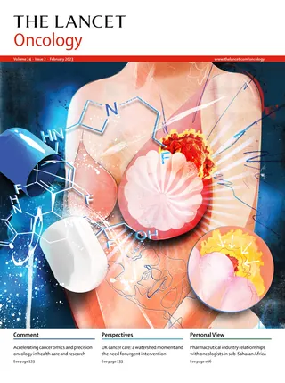 Breast cancer cells with chemical formulas and medication illustration