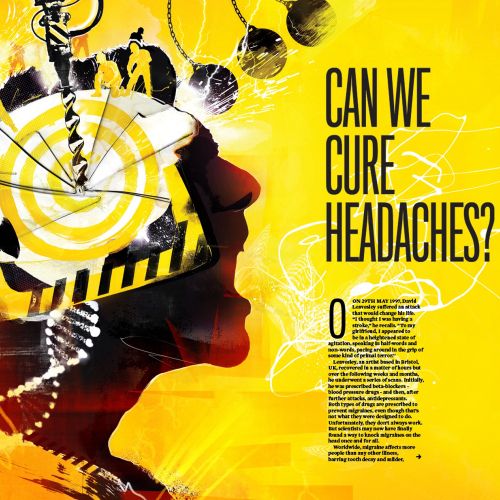 BBC Focus magazine editorial illustration on curing headaches