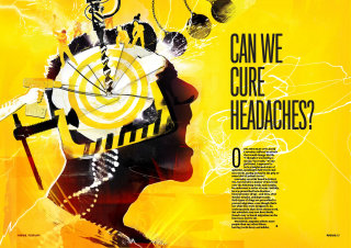 BBC Focus magazine editorial illustration on curing headaches