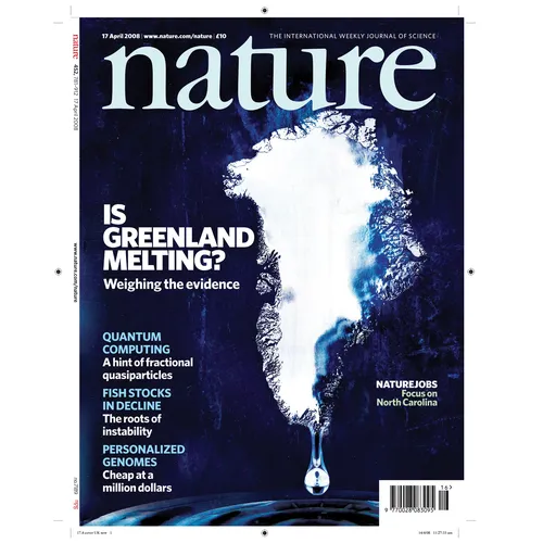 Is Green Melting text in the background, magazine cover, blue background