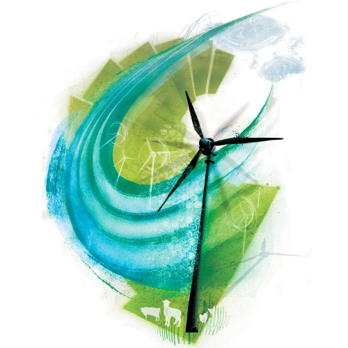 Énergie verte, affichage de l&#39;énergie éolienne, motif vert et bleu