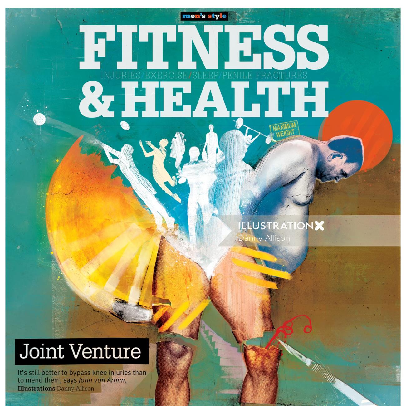 Fitness & Health text, Magazine cover, man standing