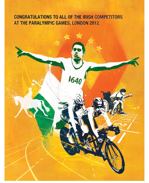 Londres, Jeux paralympiques, handicap, publicité, sport, Jeux olympiques, cyclisme, drapeaux en arrière-plan