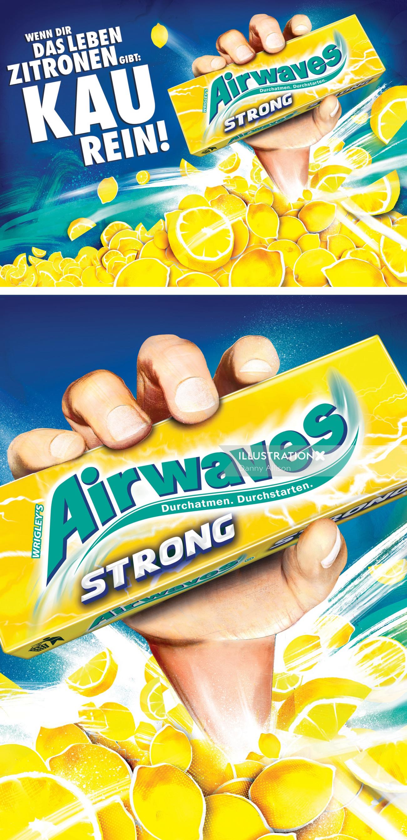 packaging food lemons fruit gum advertsing billboard sugarfree chewing gum consumer Danny Allison