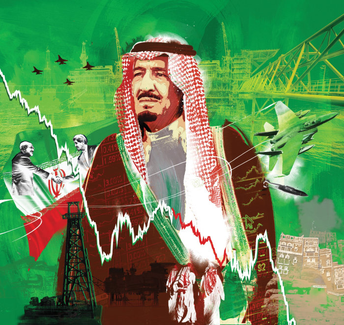 king Salman portrait oil price middle east portrait yemen bombing war uae mecca audi  iraq iran 