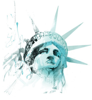 自由の女神像、彫像、彫刻、彫刻、アイコン、旅行、ニューヨーク、アメリカ、自由、