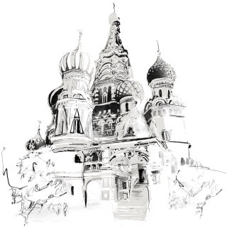 La Russie, Moscou, noir et blanc, reportage, bâtiments, bâtiment, architecture, tourisme, vacances, 