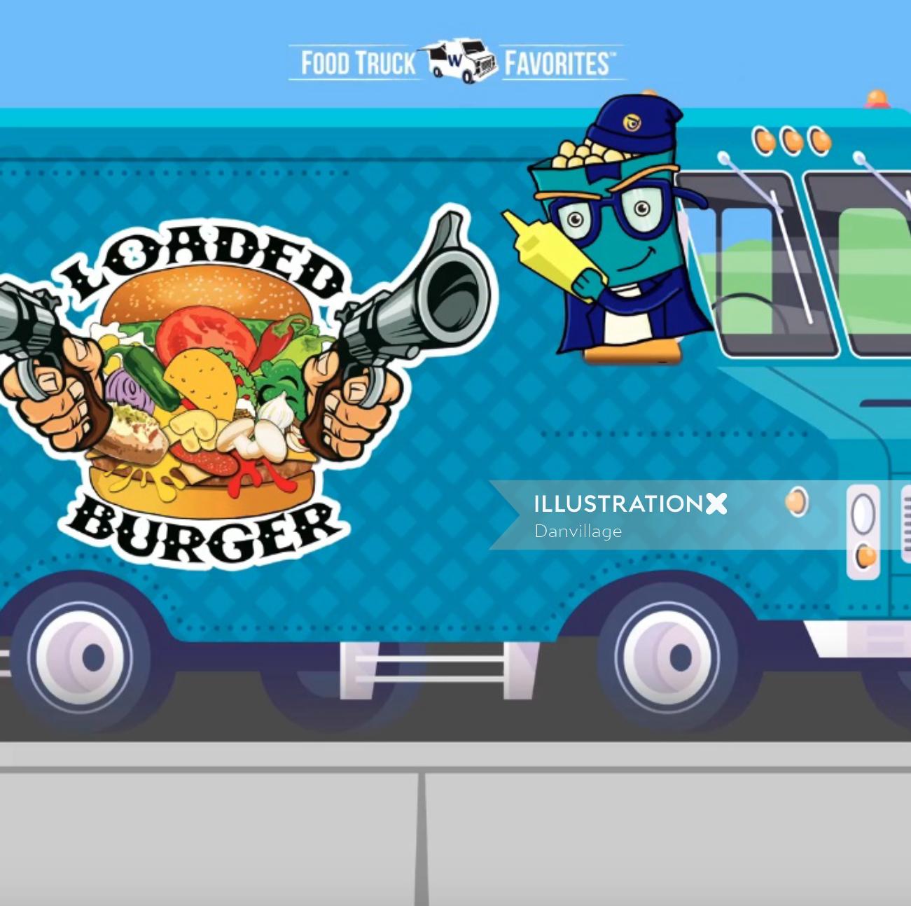 party logo of a burger food truck party logo designs for a food truck