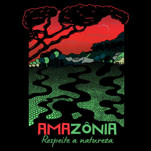 Graphic illustration of amazonia forest for t-shirt 