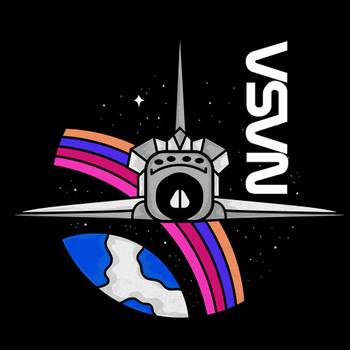 Design gráfico da nave espacial da NASA para camiseta