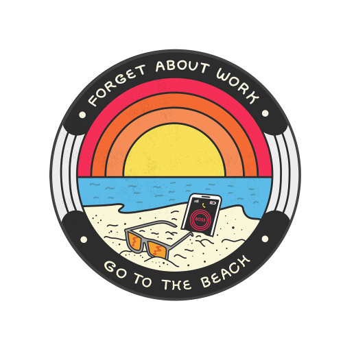 Conceptual illustration of forgot about work and go to beach 