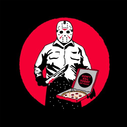 Graphic monster with pizza
