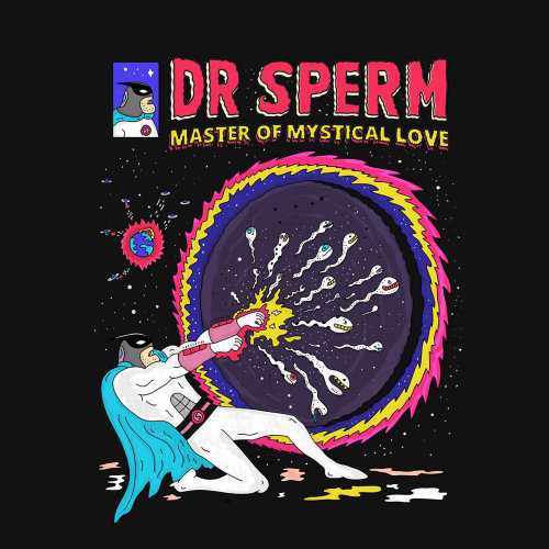Cartoon design of Dr Sperm master of mystical love 