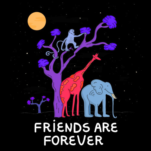 Cartoon illustration of friends are forever 
