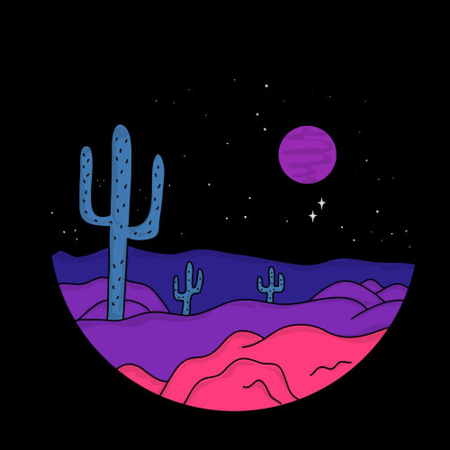 Graphic design of cactun in desert
