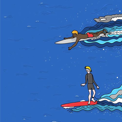 Graphic of people surfing