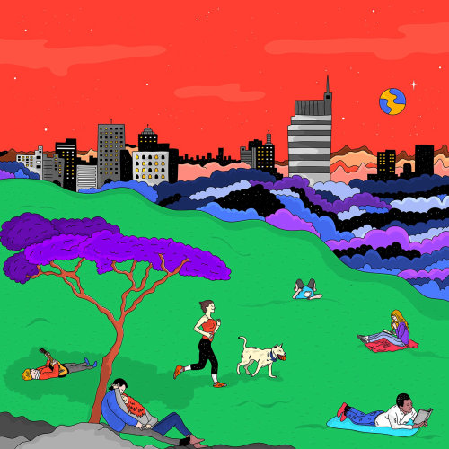 Graphic of people enjoying in park