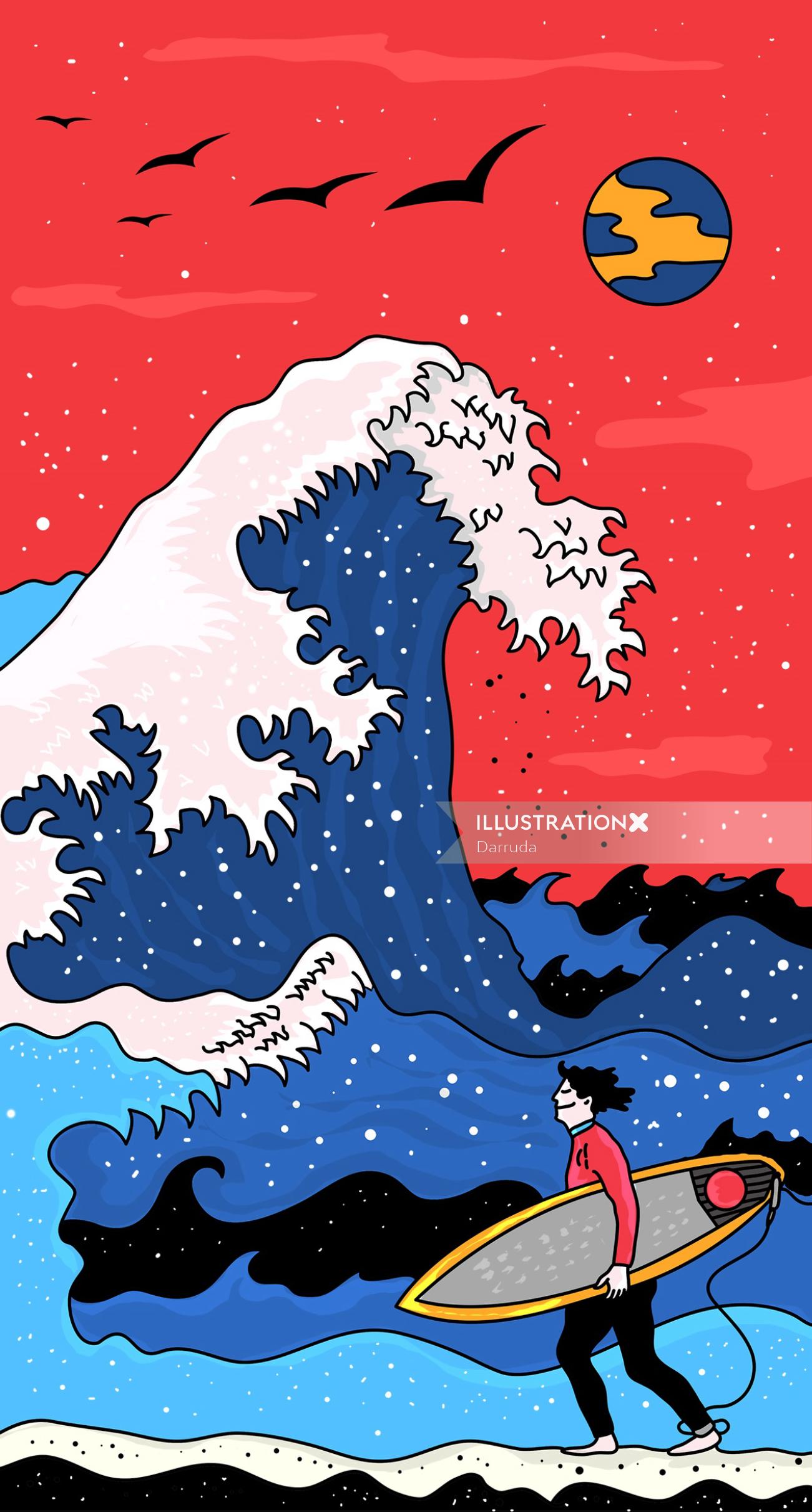 Graphic illustration of wave