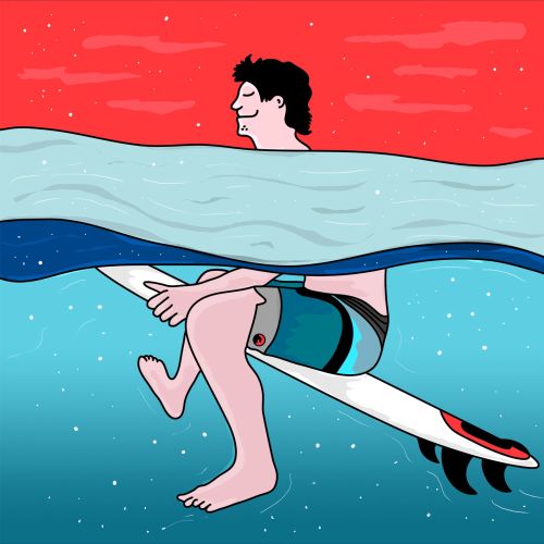 Graphic of man on surfboard