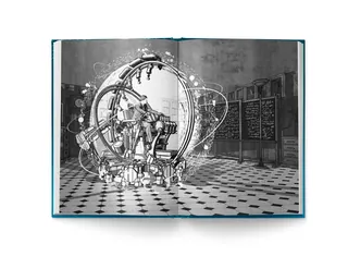 Steampunk mechanical chair illustration by Davi Augusto