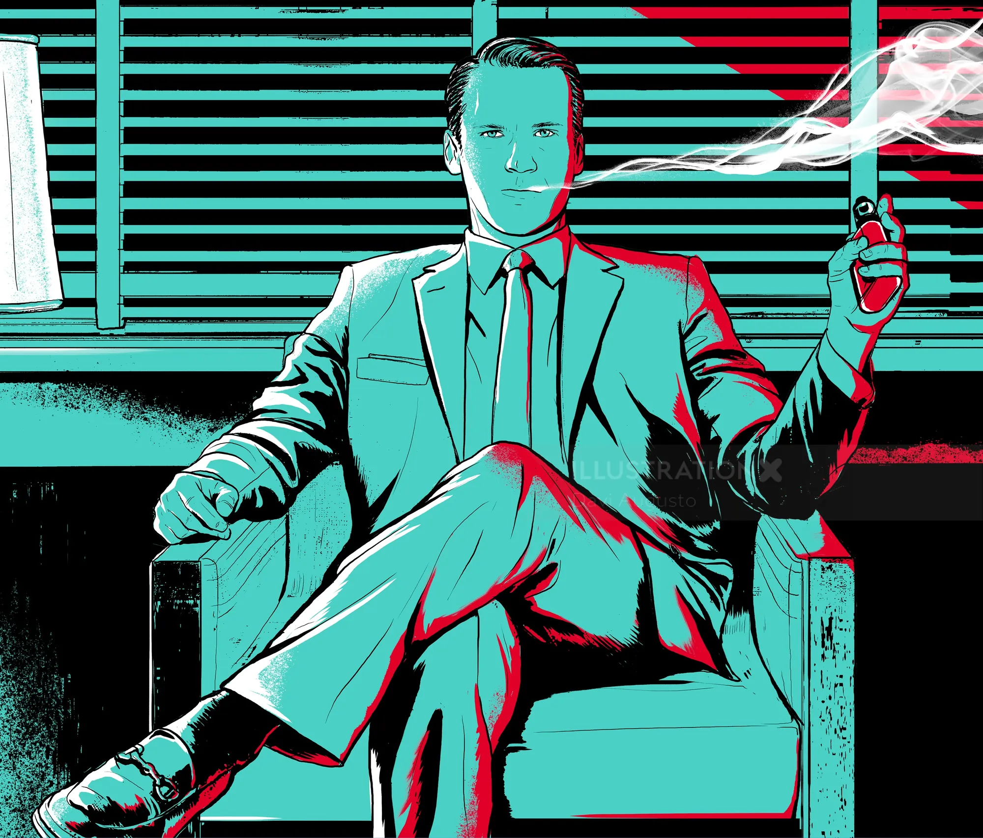 Man sitting in chair holding a smoking cigar by Davi Augusto