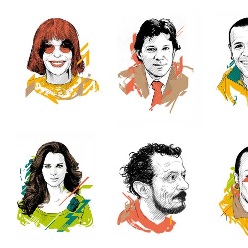 Colorful portraits illustration by Davi Augusto showing six diverse individuals