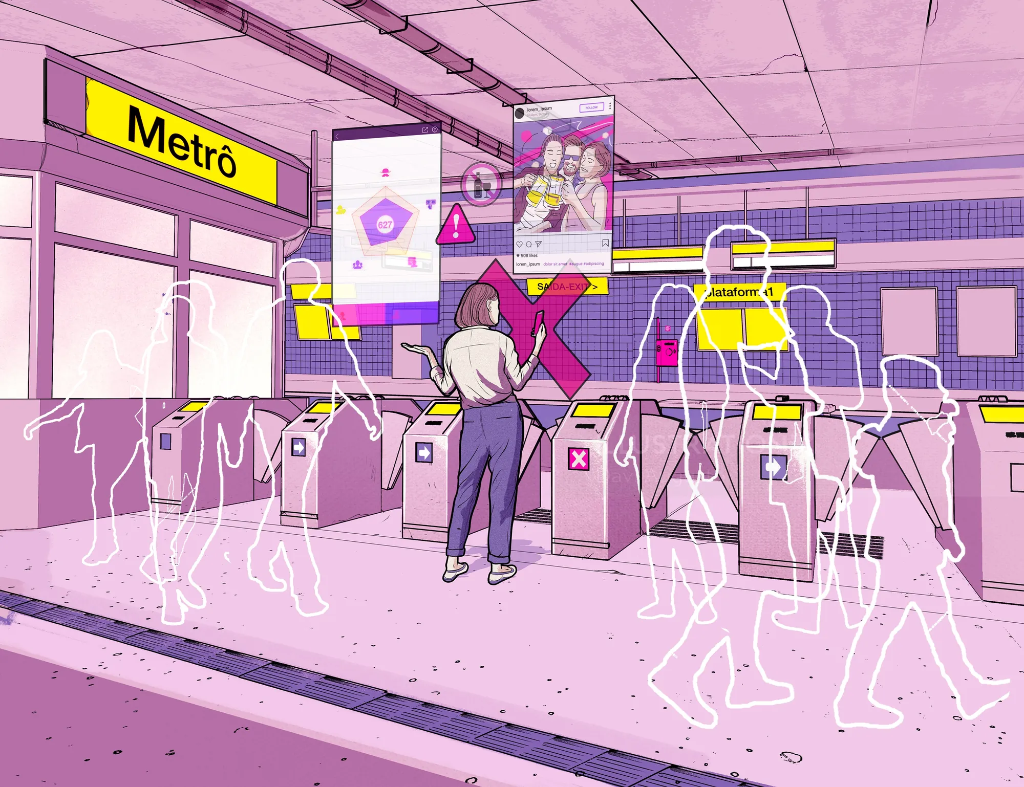 Public transportation metro station artwork