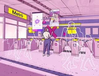 Public transportation metro station artwork