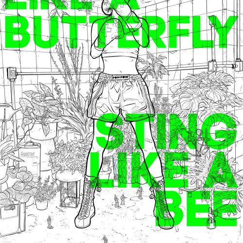 Float like a butterfly, sting like a bee lettering illustration