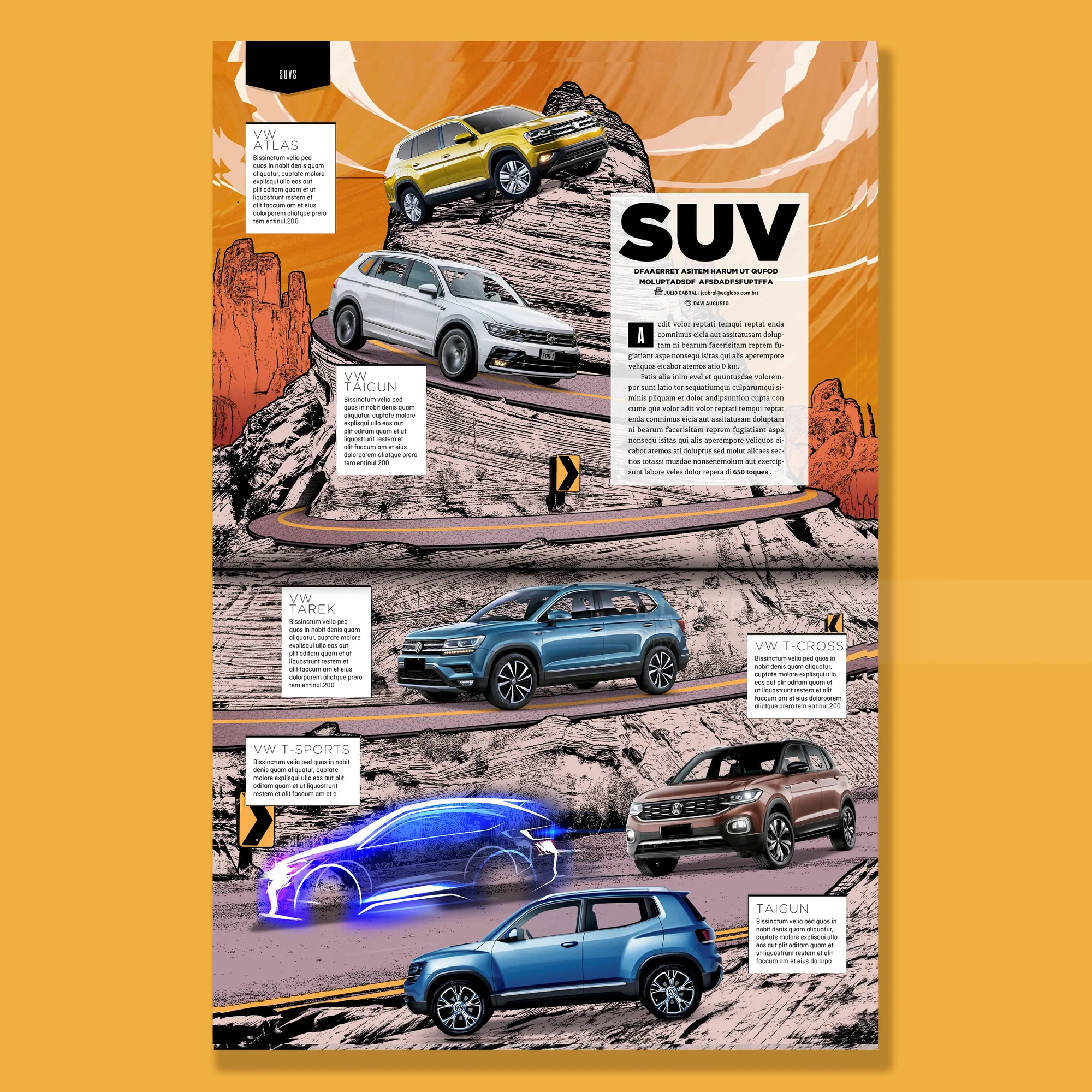 SUV model comparison infographic by Davi Augusto showing different SUV designs and features