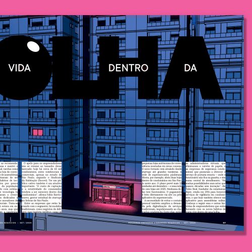 Cover art with black bold text and urban apartment illustration by Davi Augusto