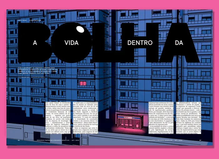 Cover art with black bold text and urban apartment illustration by Davi Augusto