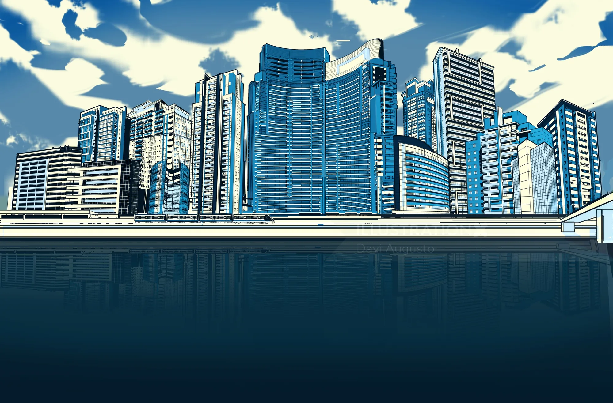 Horizonte digital da cidade com arranha-céus por Davi Augusto